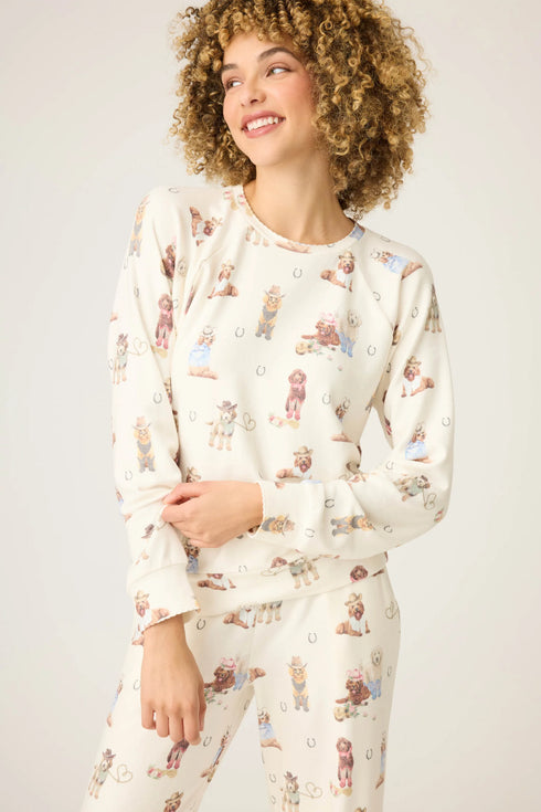 Pj Salvage Ruff On The Range Dog Print Long Sleeve Top